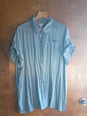 Linen 2X Silhouette Gray Casual Button-Down Shirt Very Nice! Cool Comfortable